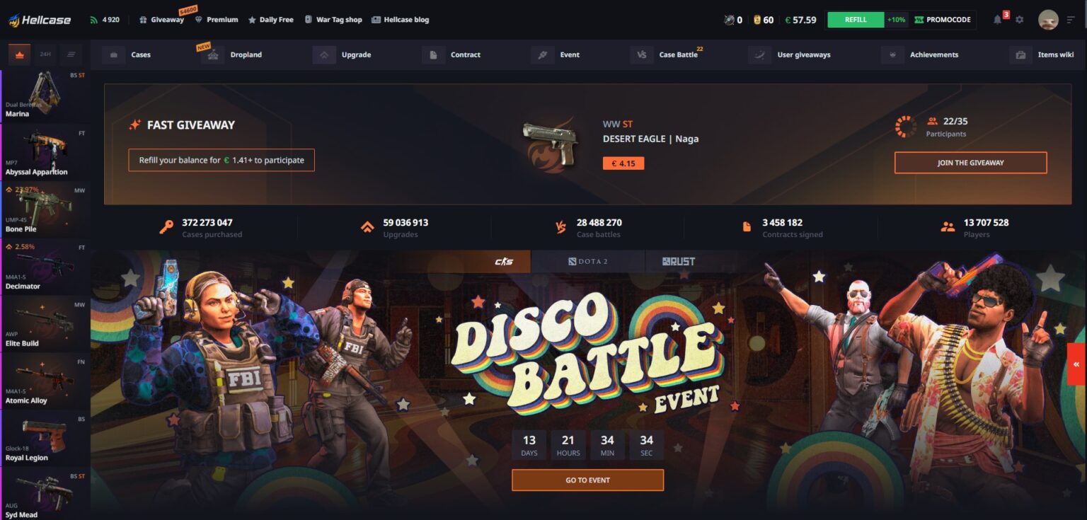 Hellcase : Avis & Bonus sur le site de case opening CS2